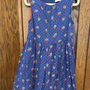 Mini Boden Blue Strawberry Print Girls Dress